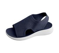 Sandalias cómodas para caminar para mujer con soporte de arco ortopédico, zapatos cómodos con puntera abierta, fascitis plantar, antideslizantes, a la moda, para viajes casuales, Navy, 37.5 EU