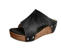 Sandalias Cómodas Para Mujer Con Soporte Del Arco Zapatos De Cuña Sandalias Mujer Verano Mulas Cuñas Con Rhinestone Cierre Elástico Ajustable Para Casa Piscina Playa, Le Noir, 36 EU