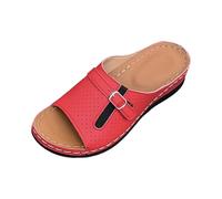 Sandalias Cómodas Para Mujer Con Soporte Del Arco Zapatos Verano Mujer Cómodo 2026 Sandalias Fit Flops Para Mujeres Negras Apoyo Niños Zapatos Mujeres Con Diamantes, rojo, 42 EU