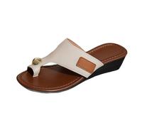 Sandalias Con Cuña Mujer Chanclas Verano Playa Sandalias Ortopédicas Para Juanetes Para Mujer Zapatos Planos Con Anillo El Dedo Del Pie Chanclas Verano Negras (Beige 41)