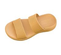 Sandalias con Cuña Zapatillas de Playa Mujer Pantuflas de Verano para Mujer Informales Playa con Gruesa Y Doble Tira Color Liso Zapatos Cuña Verano Chanclas Cool (Yellow 36)