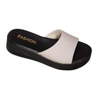 Sandalias Con Cuña Zapatillas Mujer Casa Verano Sandalias de Cuña Con Para Mujer Cómodas Ligeras Y Casuales Para Verano Sin Cordones Barefoot Chanclas Hebilla (White 41)