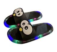 Sandalias con diseño de animales de dibujos animados para mujer, suela iluminada, zapatos planos novedosos para uso casual en el hogar, Black, 37 EU