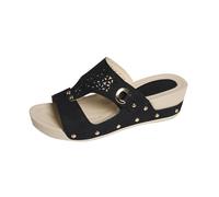 Sandalias Con Hebillas Mujer Chanclas Niña Sandalias Deportivas Informales Gruesas Ligeras Y de Tamaño Para Mujer de Verano Planas Doradas Chanclas Negras (Black 37)