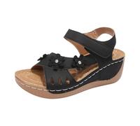 Sandalias con plataforma para mujer, elegantes con diamantes de imitación, sandalias de cuña para verano, sandalias de cuña huecas, zapatos de verano con flores con cordones con cierre de , plantilla