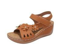 Sandalias con plataforma para mujer, elegantes con diamantes de imitación, sandalias de cuña para verano, sandalias de cuña huecas, zapatos de verano con flores con cordones con cierre de , plantilla