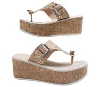 Sandalias con plataforma para mujer, sandalias de verano con estampado floral, sandalias de cuña con hebilla antideslizantes, sandalias de playa sin cordones, cómodas sandalias de ocio, marrón, 37 EU