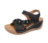 Sandalias con plataforma para mujer, zapatos de verano, elegantes, con flores, sandalias de cuña, sandalias abiertas, sandalias de playa abiertas, transpirables, cómodas, sandalias de cuña, cierre de