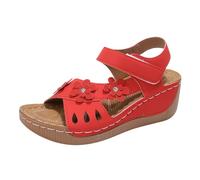 Sandalias con plataforma para mujer, zapatos de verano, elegantes, con flores, sandalias de cuña, sandalias abiertas, sandalias de playa abiertas, transpirables, cómodas, sandalias de cuña, cierre de