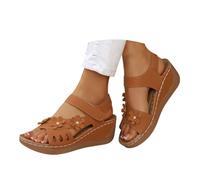 Sandalias con plataforma para mujer, zapatos de verano, elegantes, con flores, sandalias de cuña, sandalias abiertas, sandalias de playa abiertas, transpirables, cómodas, sandalias de cuña, cierre de