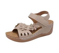 Sandalias con plataforma para mujer, zapatos de verano, elegantes, con flores, sandalias de cuña, sandalias abiertas, sandalias de playa abiertas, transpirables, cómodas, sandalias de cuña, cierre de
