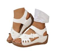 Sandalias con plataforma para mujer, zapatos de verano, elegantes, con flores, sandalias de cuña, sandalias abiertas, sandalias de playa abiertas, transpirables, cómodas, sandalias de cuña, cierre de