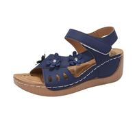 Sandalias con plataforma para mujer, zapatos de verano, elegantes, con flores, sandalias de cuña, sandalias abiertas, sandalias de playa abiertas, transpirables, cómodas, sandalias de cuña, cierre de