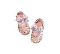 Sandalias con purpurina para niñas, zapatos de princesa, zapatos brillantes con lazo, zapatos de baile antideslizantes, elegantes, transpirables, zapatos de noche ligeros, Rosa., 22 EU