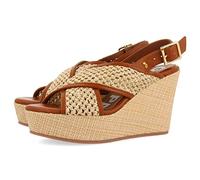 Sandalias con Rejilla Color Camel y cuña para Mujer bussang