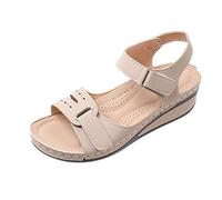 Sandalias con Soporte para el Arco para Mujer, Sandalias para Fascitis Plantar para pies Planos, Zapatos ortopédicos Antideslizantes de tacón bajo (Color : Beige, Size : 39.5 EU)