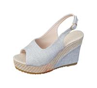 Sandalias con tacón para mujer, elegantes sandalias de plataforma con correa y puntera abierta, cómodas y fáciles de poner para cada día, suela estable para una apariencia agradable zapatos de verano