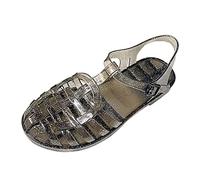 Sandalias con talón cerrado para mujer - Sandalias de jalea Zapatos de agua de cristal brillantes Sandalias de playa transparentes Sandalias de playa ligeras Sandalias de natación de plástico para el