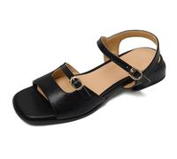 Sandalias con Tira Tobillo Mujer Punta Abierta Sandalias Planas Hebilla Ajustable Zapatos De Verano Casuales para Viaje Y Caminata Al Aire Libre Ligeras Minimalistas,Negro,37 EU