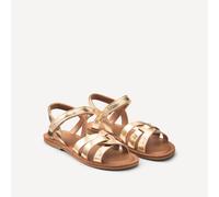 Sandalias con tiras cruzadas y cierres de velcro. Talla 29. Color Dorado