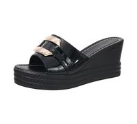 Sandálias Confortáveis E Elegantes Sandalias Dedo Sandalias de Mujer Para Primavera Verano Y Otoño de Una Sola Línea Para Uso Exterior Con Pez Tacon Mujer Verano (Black 35)
