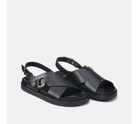 Sandalias cruzadas de piel lisa. Talla 36. Color Negro