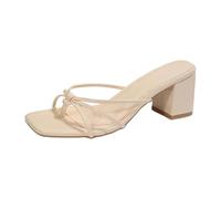 Sandalias cuadradas ligeras para mujer con plantilla cómoda para caminar todos los días, beige, 40 EU