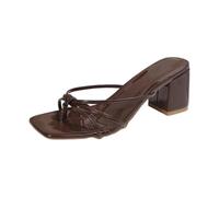 Sandalias cuadradas ligeras para mujer con plantilla cómoda para caminar todos los días, café, 40 EU