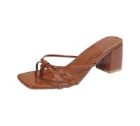 Sandalias cuadradas ligeras para mujer con plantilla cómoda para caminar todos los días, marrón, 40 EU