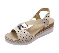 Sandalias CuñA Mujer One Strap Women's Shoes Fashionable And Casual Solid Color Hollow Fish Mouth Outdoor Sandals (White, 37)