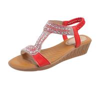 Sandalias Cuña Mujer Sandalias Mujer Senderismo de Cuña Elásticas Con Punta Abierta Y de Pez Para,Tipo Chanclas Verano ñas Negras Verano Ortopedicas (Rd1,42)