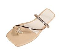 Sandalias Cuña Mujer Sandalias Planas Mujer Verano Zapatillas Planas de Tanga Para,Conjunto de,Con Punta,Conjunto Caminar (Gold,39)
