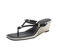 Sandalias Cuña Mujer Verano Zapatillas de Casa Zapatos de Mujer Zapatos Casuales Cuero Vellón Con Punta Estrecha Sandalias Talla 44 Ortopedicos (Black 39)