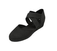 Sandalias de alpargata para mujer, con puntera cerrada, correas cruzadas elásticas, plataforma baja, suela de yute, zapatos de verano y vacaciones, Black, 36.5 EU