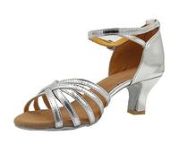 Sandalias de baile de salón de baile latino para mujer, a la moda, para graduación, sandalias deportivas para mujer, Silver, 38.5 EU