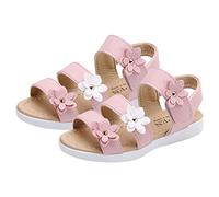 Sandalias de bebé con flores suela suave transpirable dulce y elegante suela de goma antideslizante suela suave piel princesa zapatos niños niñas al aire libre caminar zapatos ligeros, Rosa., 23 EU