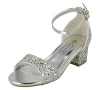 Sandalias De Brillo Con Tacón Medio Para Niñas H1R107