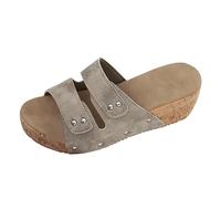 Sandalias de corcho para mujer, sandalias con plantilla, elegantes, antideslizantes, informales, de verano, cómodas, ligeras, sueltas, sandalias de plataforma