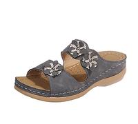 Sandalias de cristal para mujer, planas, de verano, suela gruesa, tacón de cuña, ligeras, informales, cómodas y para niño, gris, 40 EU