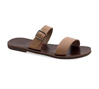 Sandalias de cuero griego para hombre Emmanuela, sandalias para hombre hechas a mano, hebillas ajustables, sandalias con tiras deslizantes, Marrón, 46 EU