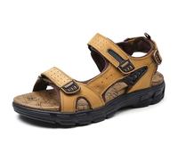 Sandalias de cuero para hombre, sandalias anchas de verano para hombre, zapatos ajustables para exteriores, playa, montañismo, zapatos casuales, transpirables, deportivas, trekking, amarillo, 39 EU