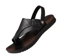 Sandalias De Cuero Para Hombre Sin Cordones Con Corrector De Juanetes Y Soporte Para El Arco Del Pie, Chanclas Ortopédicas Caminar Con Dedos Anulares Ideales El Día Del Padre En La Playa(B black,40 EU