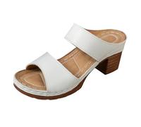 Sandalias de cuero para mujer, puntera abierta, sandalias de verano con tacón grueso, zapatos universales para exteriores, elegantes sandalias con tacón, cómodas y absolutamente modernas para