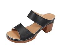 Sandalias de cuero para mujer, puntera abierta, sandalias de verano con tacón grueso, zapatos universales para exteriores, elegantes sandalias con tacón, cómodas y absolutamente modernas para