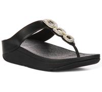 Sandalias De Cuero Para Mujeres Fitflop Fino Crystal Chain En Negro EU 36-42