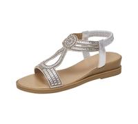 Sandalias de cuña baja para mujer, anchas, bohemias, planas, con puntera abierta, transpirables, antideslizantes, sin espalda, con correa elástica en el tobillo, cómodos zapatos de vestir plantares