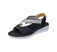 Sandalias de cuña baja para mujer de ancho ancho, sandalias planas para caminar para mujer, sandalias de punta abierta, antideslizantes, ligeras, con correa elástica, zapatos de verano transpirables
