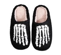 Sandalias de cuña bajas para mujer blanca Zapatillas de algodón con patrón de halloween para hombres y mujeres, modelos de pareja, moda de invierno, zapatillas cálidas y cómodas Botas cortas Cuero, Le