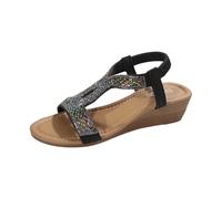 Sandalias de cuña boho para mujer, sandalias deportivas con tiras en T, sandalias ortopédicas, plantilla de corcho, transpirables, zapatos de verano con diamantes de imitación, zapatos de noche