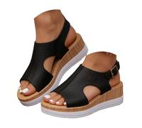 Sandalias de Cuña Brillantes Mujer Verano, Suela Gruesa de Goma Antideslizante y Puntera Elástica, Diseño Casual Talón Descubierto, Zapatos Cómodos Ligeros Transpirables, Calzado Playa Diario